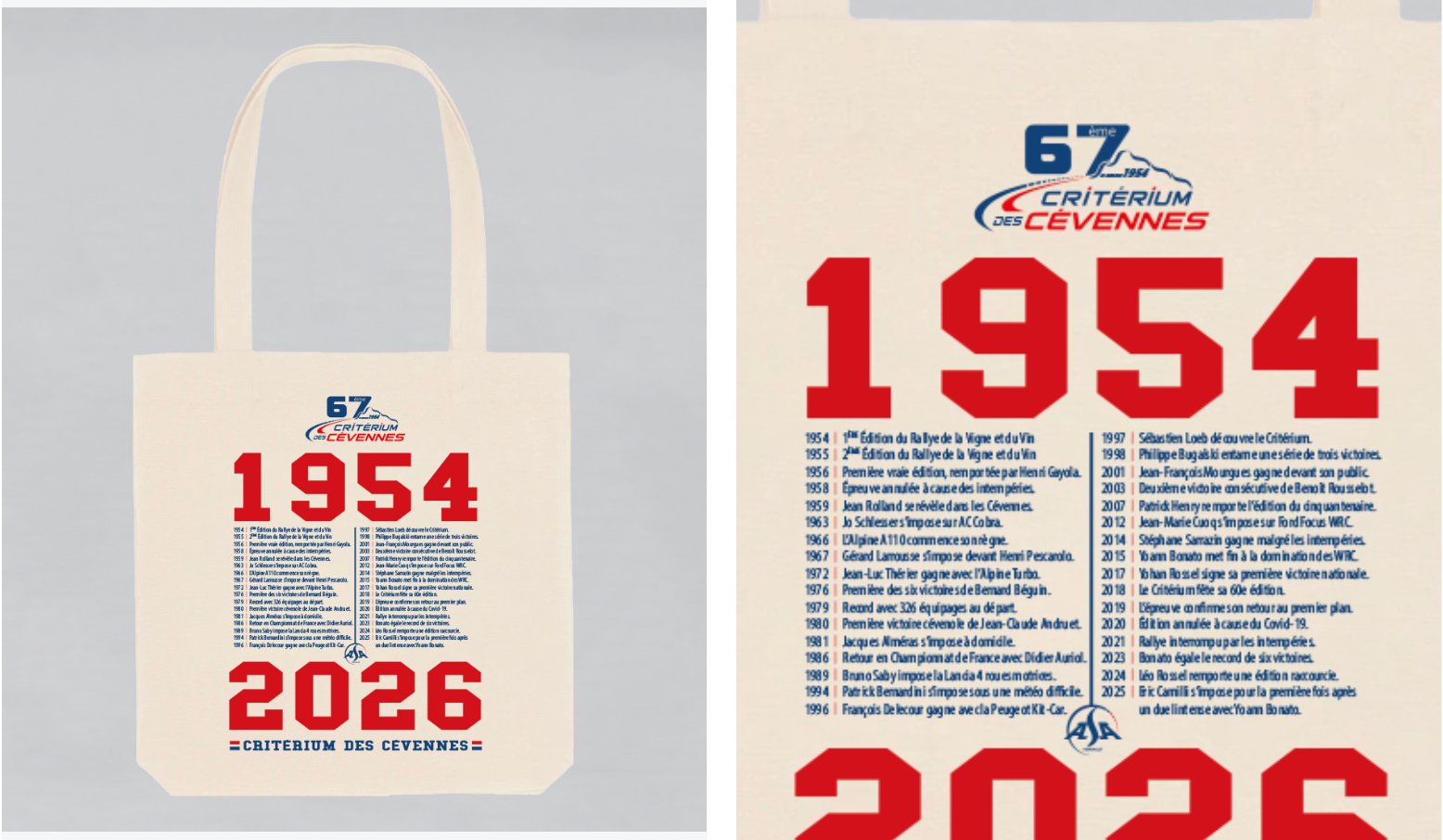 Boutique officielle Critérium des Cévennes 2026 — tote bag collector