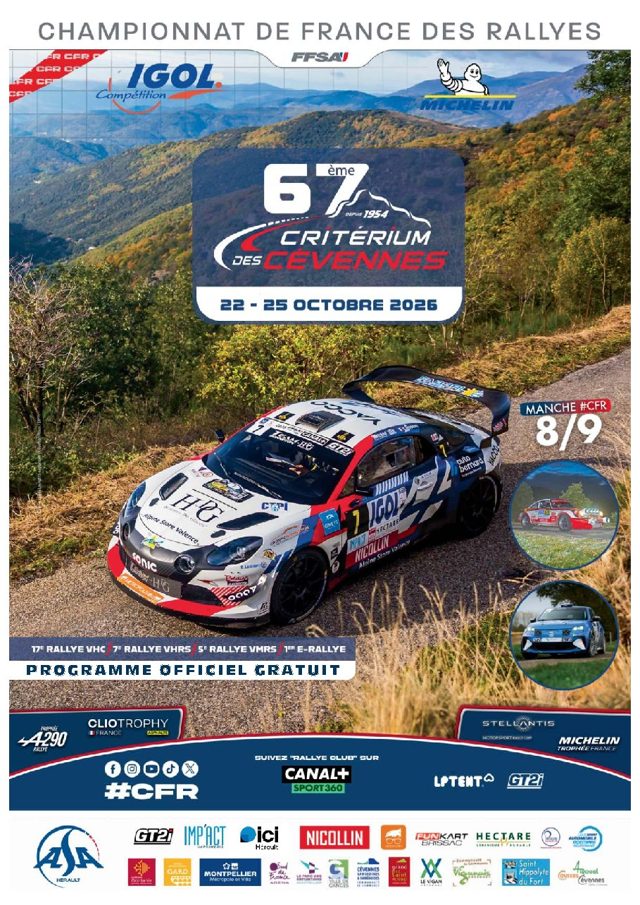 Couverture du programme officiel du 67e Critérium des Cévennes 2026